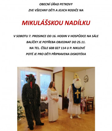 Mikulášská nadílka 7. 12. 2024 od 16 hodin